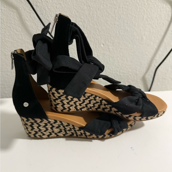 UGG Black and Tan Wedge Sandals - Picture 6 of 7